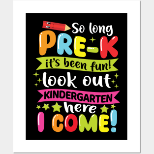 Kids So Long Pre-K Graduation Kindergarten Here I Come 2024 Posters and Art